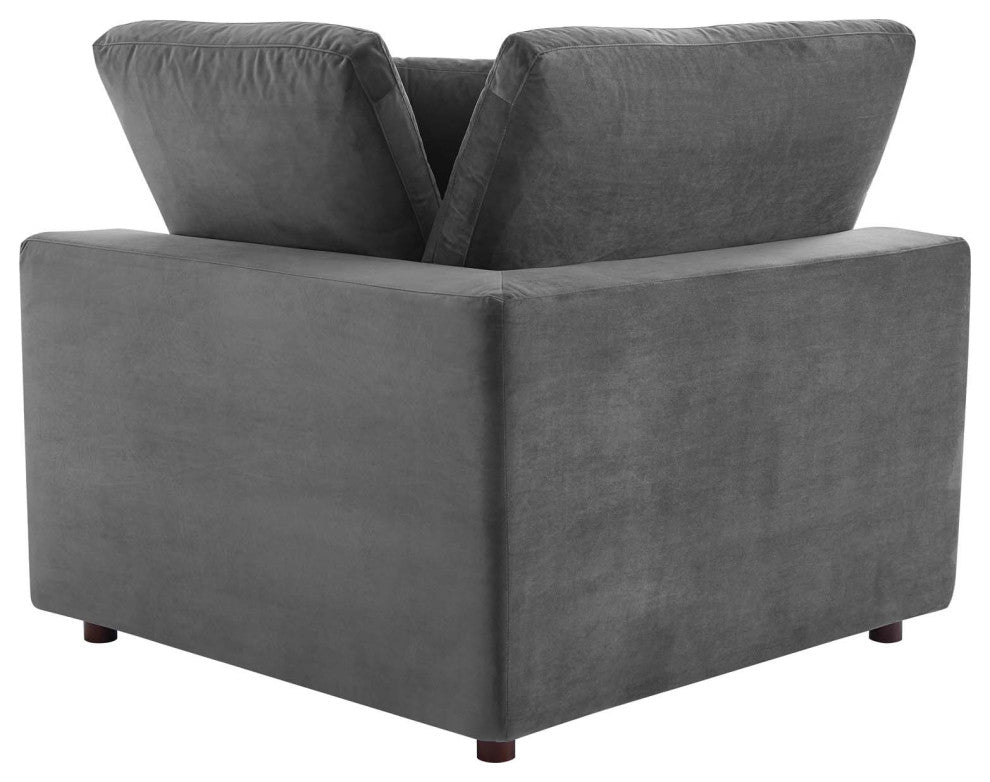 Commix Down Filled Overstuffed Performance Velvet 3-Seater Sofa Gray