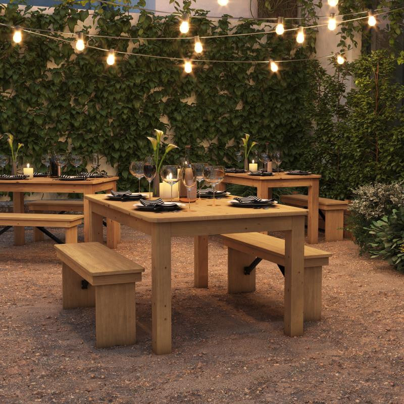 60" x 38" Rectangular Solid Pine Farm Dining Table, Light Natural