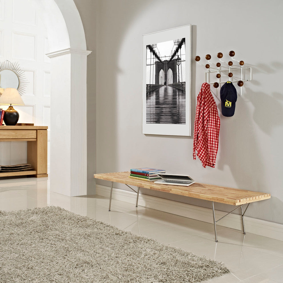 Modern Contemporary Living Room Large Wood Bench Natural