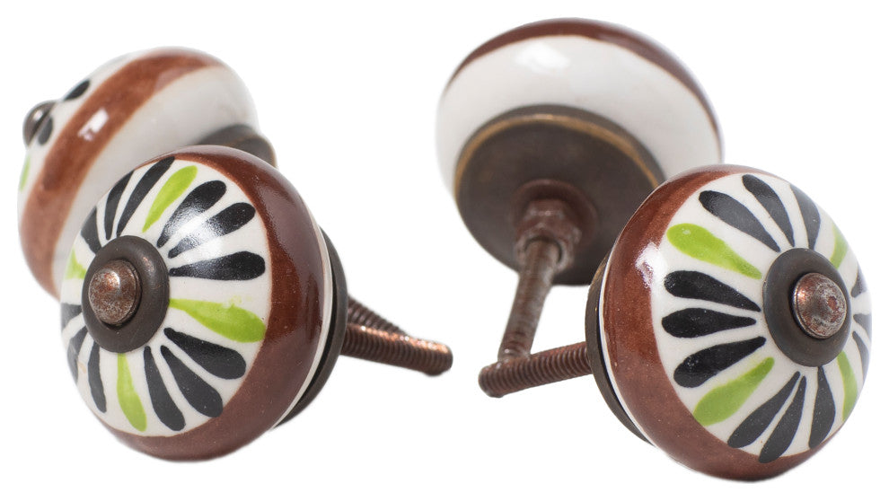 Knob-It Vintage Handpainted Ceramic Knobs, Set of 12, Blue/White/Gold