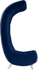 Crescent Velvet Upholstered Rounded Accent Chair, Navy