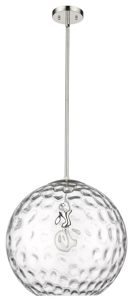 Mackenzie Polished Nickel <br> 1-Light Pendant With Rippled Water glass