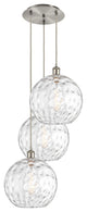 Athens Multi-Pendant, Brushed Satin Nickel, Clear Water Glass