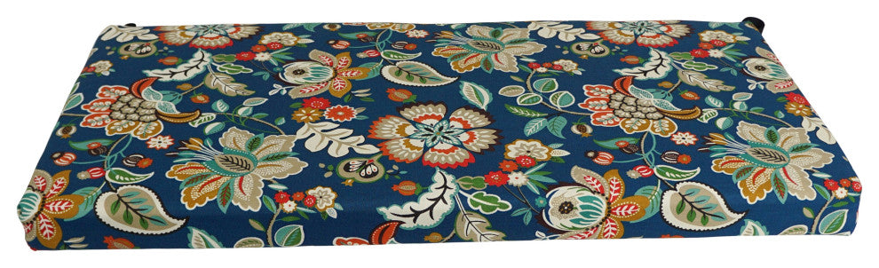 42"X19" Patterned Outdoor Spun Polyester Loveseat Cushion, Telfair Peacock