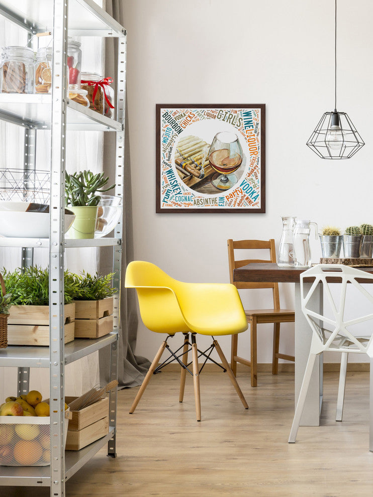 "Cigars and Bourbon" Framed Painting Print, 12"x12"