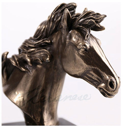 Horse Head Bust On Black Base Statue By Veronese Design