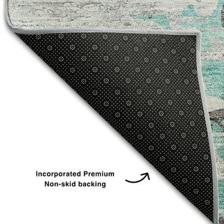 Premium Machine Washable Mayfield AMF704 Teal 8' x 10' Rug