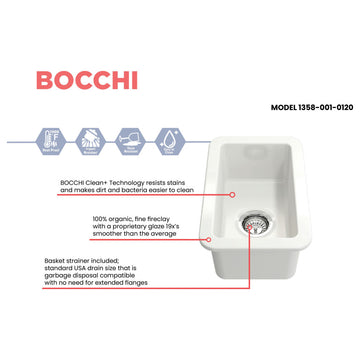 Sotto Dual-mount Fireclay 12" Single Bowl Bar Sink with Strainer in White