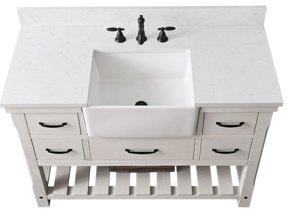 Wesley 48" Bathroom Vanity, White Wash