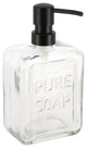 Vintage-Style Glass Soap Dispenser with PURE SOAP Design - 18 fl oz, Clear