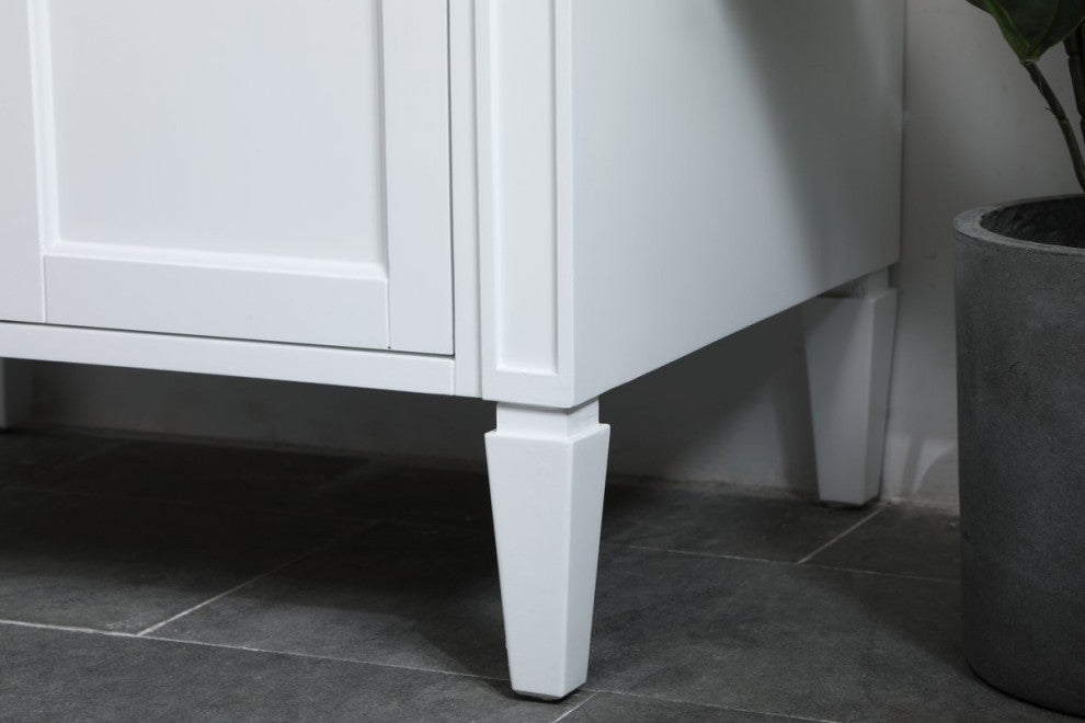 Home Living Vanity with Carrara White Marble Countertop, White, 30", Single Sink