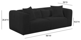 Tarra Fluffy Oversized Black Corduroy Modular Loveseat