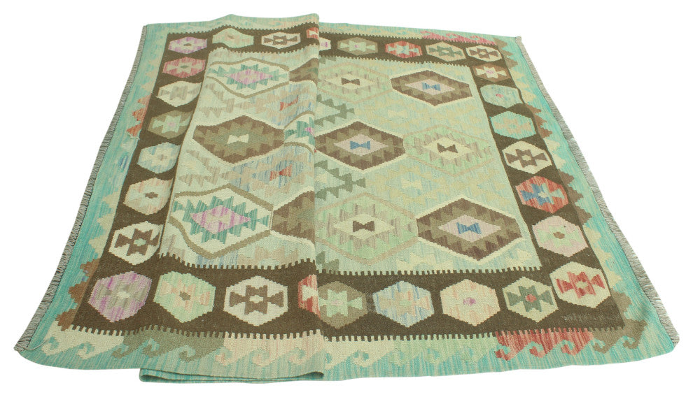 Sun Faded Kilim Enyonyam Lt. Green Rug