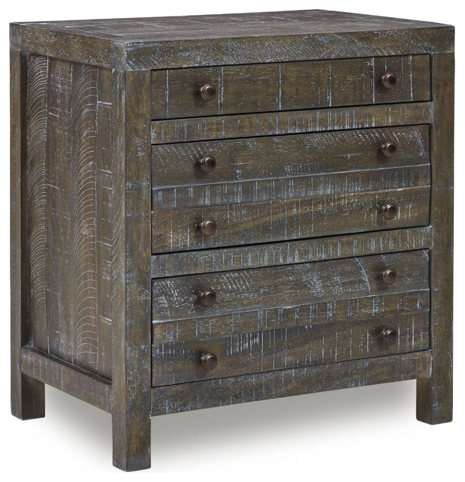 Modus Townsend Solid Wood Three Drawer Nighstand in Gunmetal