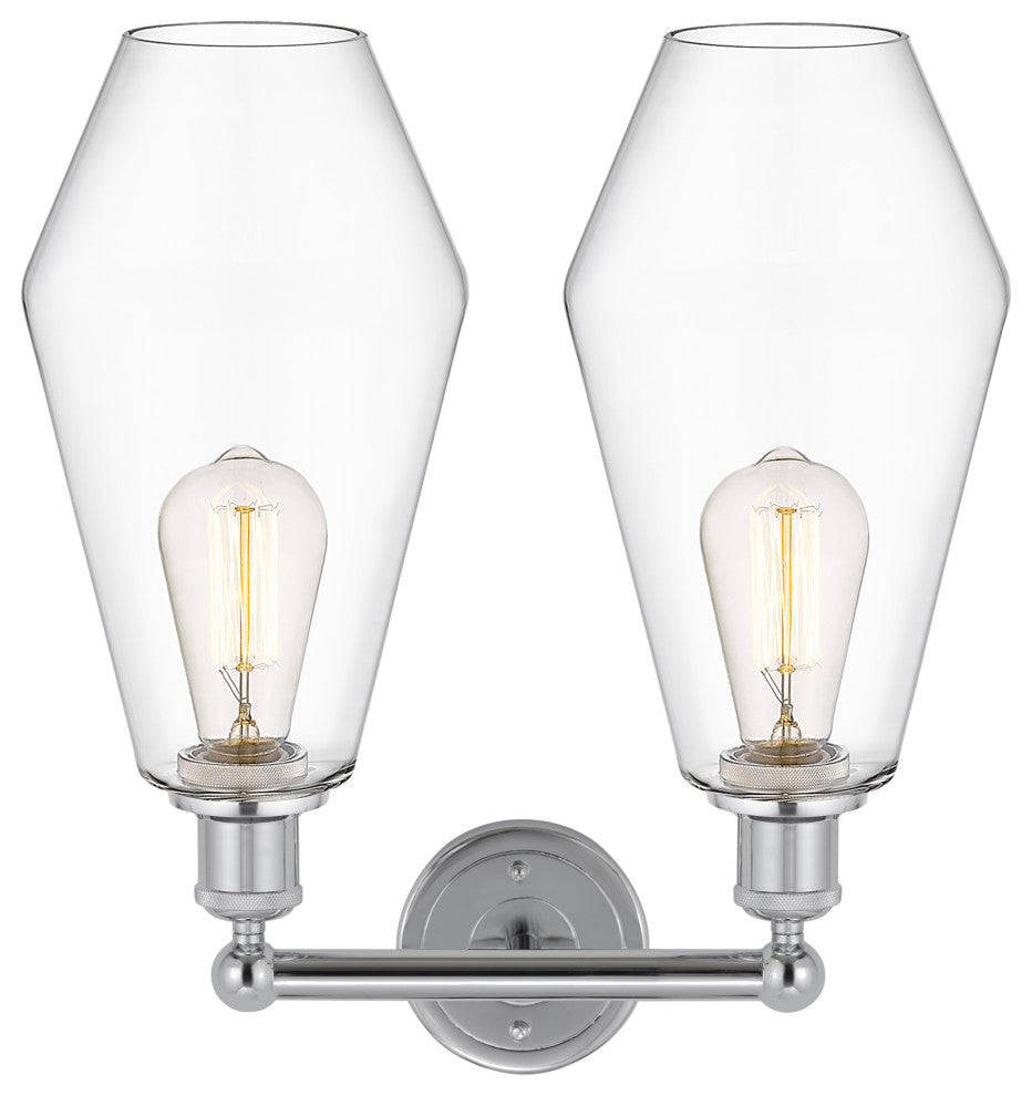 Cindyrella 2 Light Bathroom Vanity Light, Polished Chrome, Clear Glass