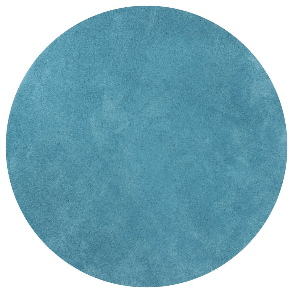 8' Round  Polyester Highlighter Blue Area Rug