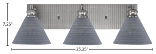 Edge 3-Light Bath Bar, Brushed Nickel Finish, 7" Gray Matrix Glass