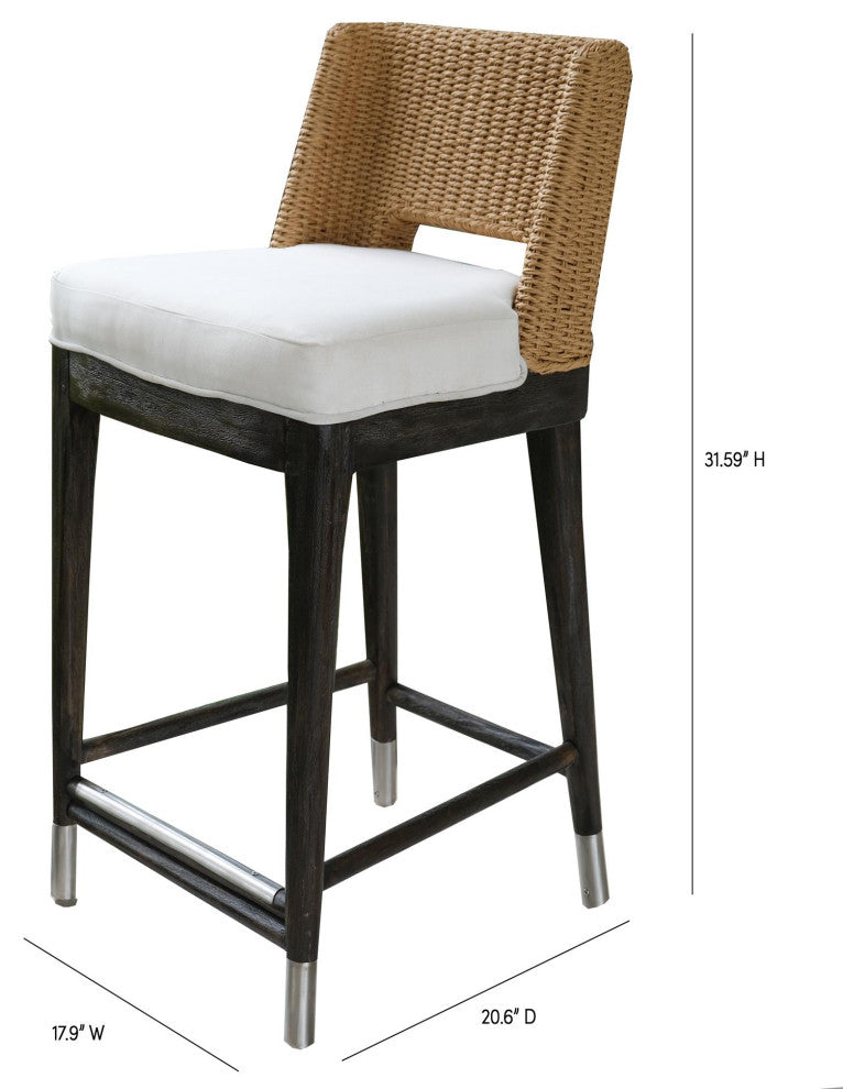 Fritz Rope Teak Outdoor Bar Stool