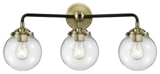 Beacon 3-Light LED Sconce, Black Antique Brass, Glass: Clear