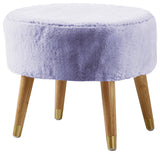 Solid Heavy Faux Fur Oval Ottoman, Lavender Fog