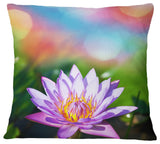 Purple Lotus On Abstract Background Flower Throw Pillow, 18"x18"