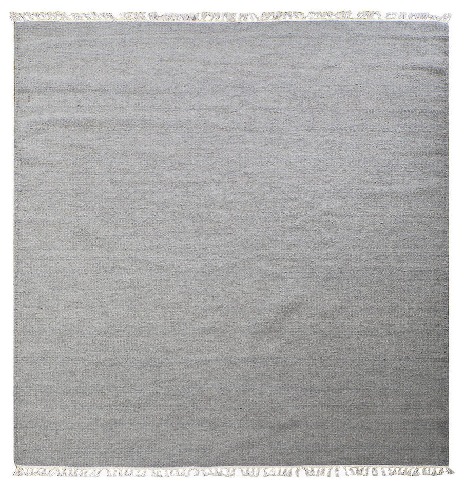 HAND WOVEN FLAT WEAVE KILIM WOOL ECO-FRIENDLY AREA RUGS-Solid,Silver