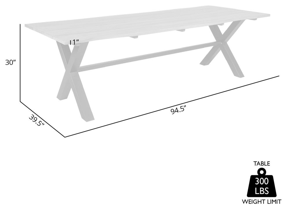 Glendora Outdoor Patio Live Edge Dining Table Eucalyptus Wood Black Metal Base