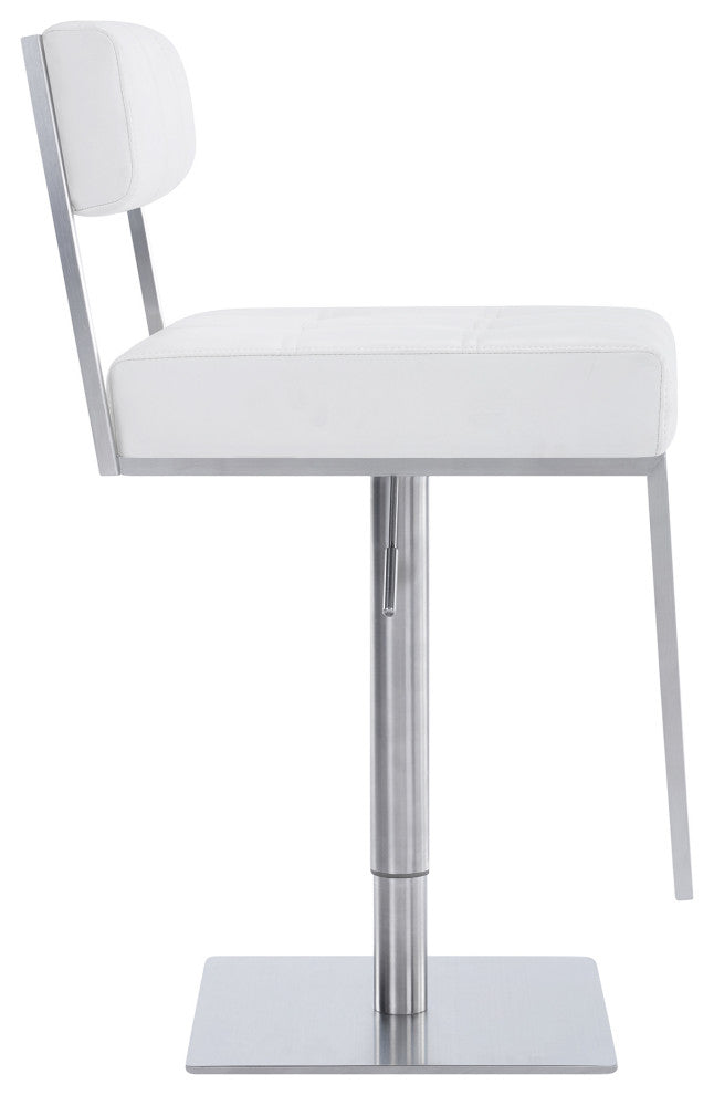 Kylee Swivel Barstool in Faux Leather, White