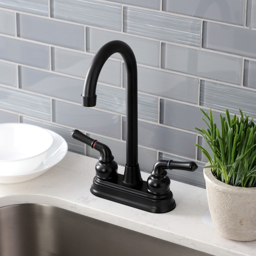 Kingston Brass KB490 Magellan Two-Handle 4" Centerset Bar Faucet, Matte Black