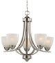 Satin Nickel Chandelier with Alabaster Glass Shades