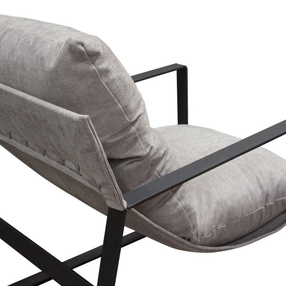 Miller Sling Accent Chair in Grey Fabric w/ Black Powder Coated Metal Frame...
