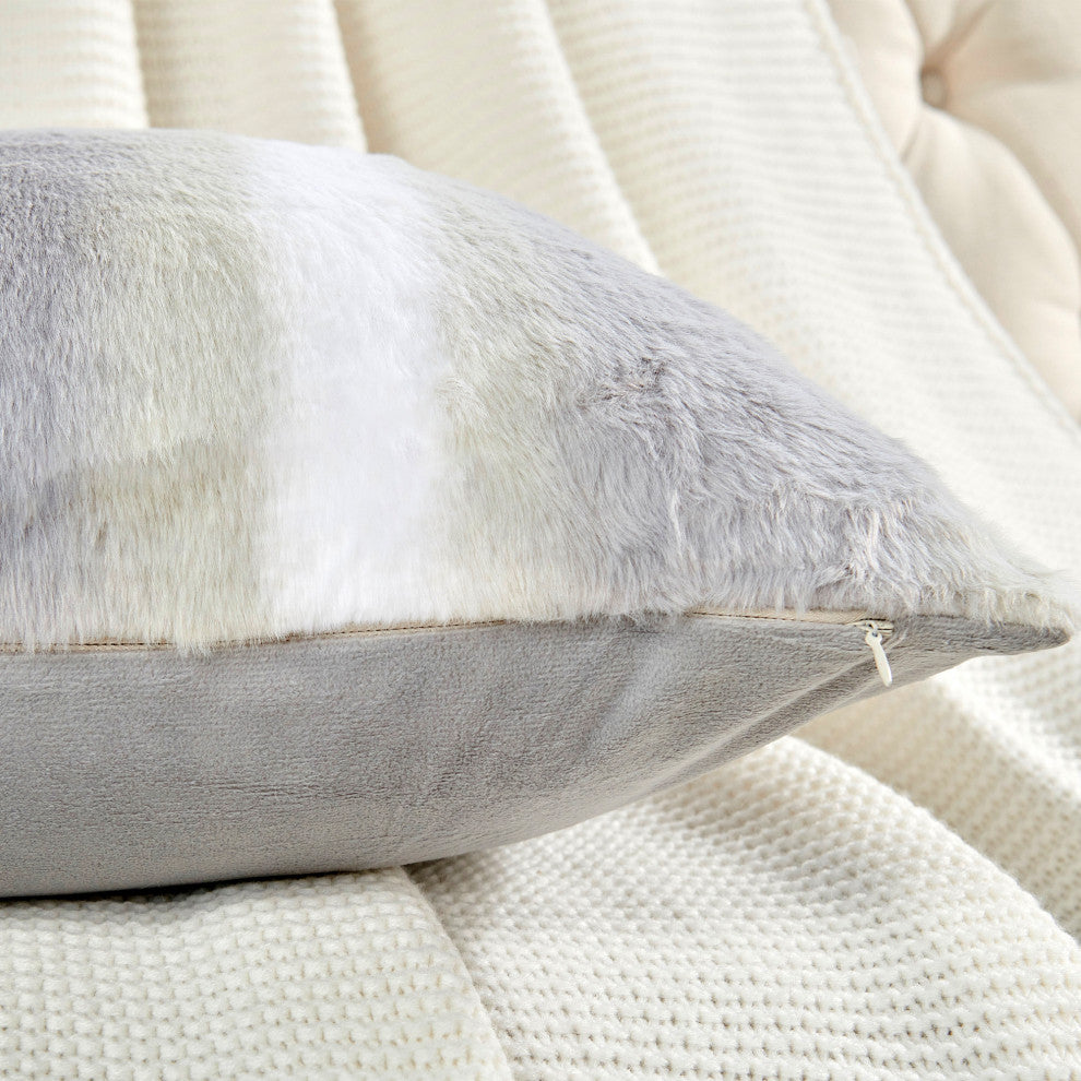 Citraka Faux Fur 2 Piece Pillow Shell Sets, Vapor, 20" X 20"