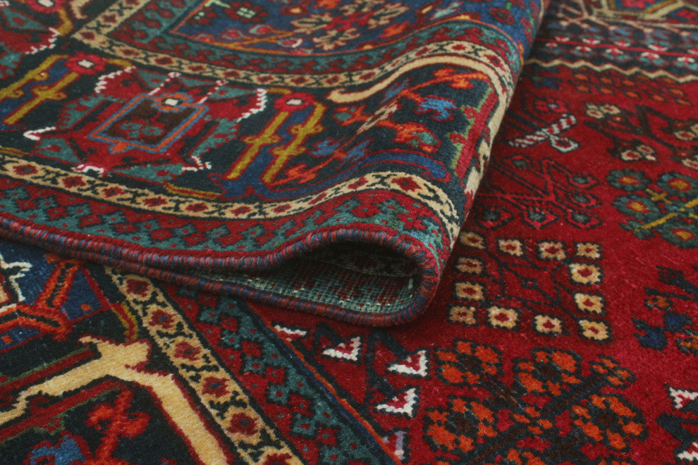 Fine Vintage Distressed Patra Red/Navy Rug, 6'10x10'3
