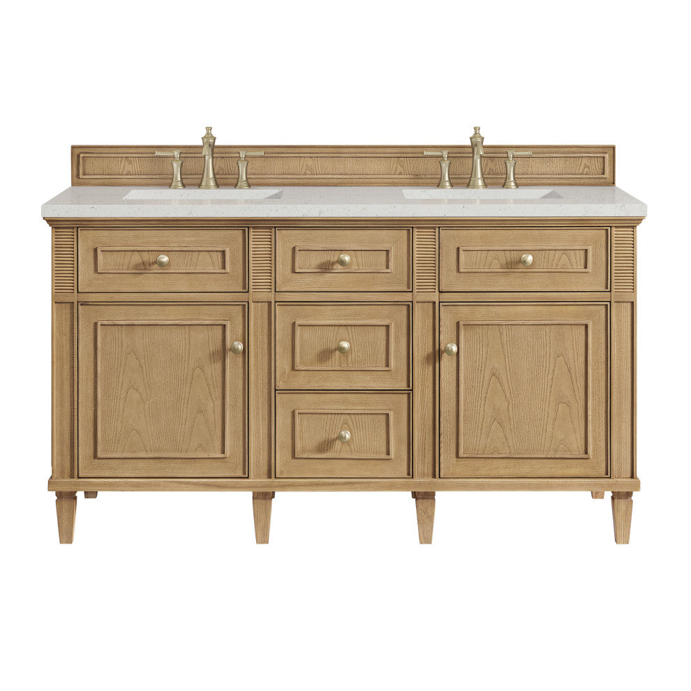 Lorelai 60" Double Vanity, Light Natural Oak, 3 CM Lime Delight Top