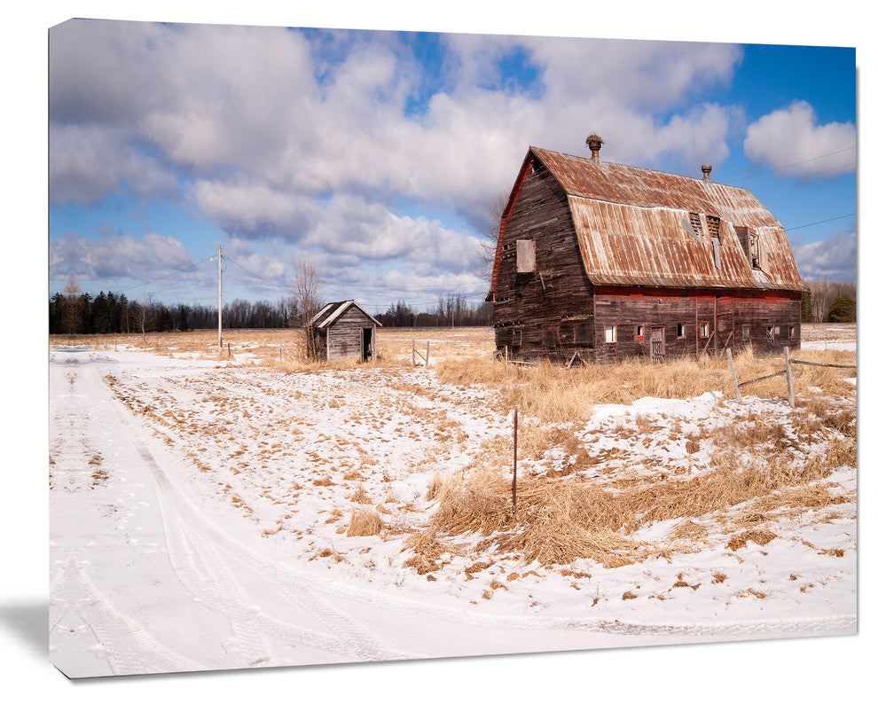 Farm Field Barn Ranch, Landscape Canvas Art Print, 40"x30"