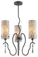 Haley 3-Light Chandelier, Seedy and Plated Amber Glass, Mosaic Glass, Moasic Whi
