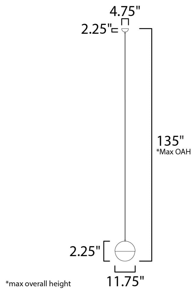 ET2 E20366-92 Half Moon 12"W LED Pendant - Black