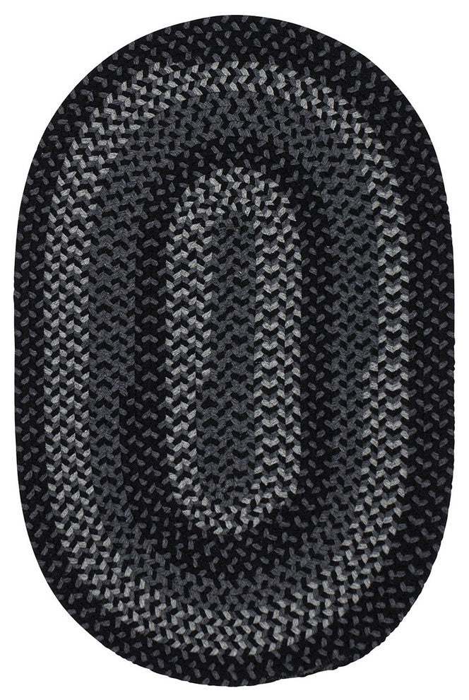 Colonial Mills Walden WN13 Black/Charcoal Wool Area Rug, Round 6'x6'