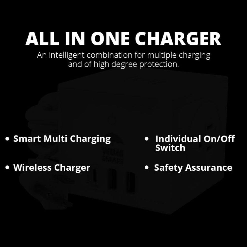 Wireless Charging Station 3, 1 Cube Power Strip 10A With USB Extension Cord