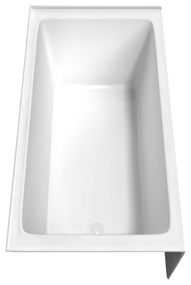 60x32" Alcove Bathtub, White, Left-Hand Drain, Overflow Trim, White