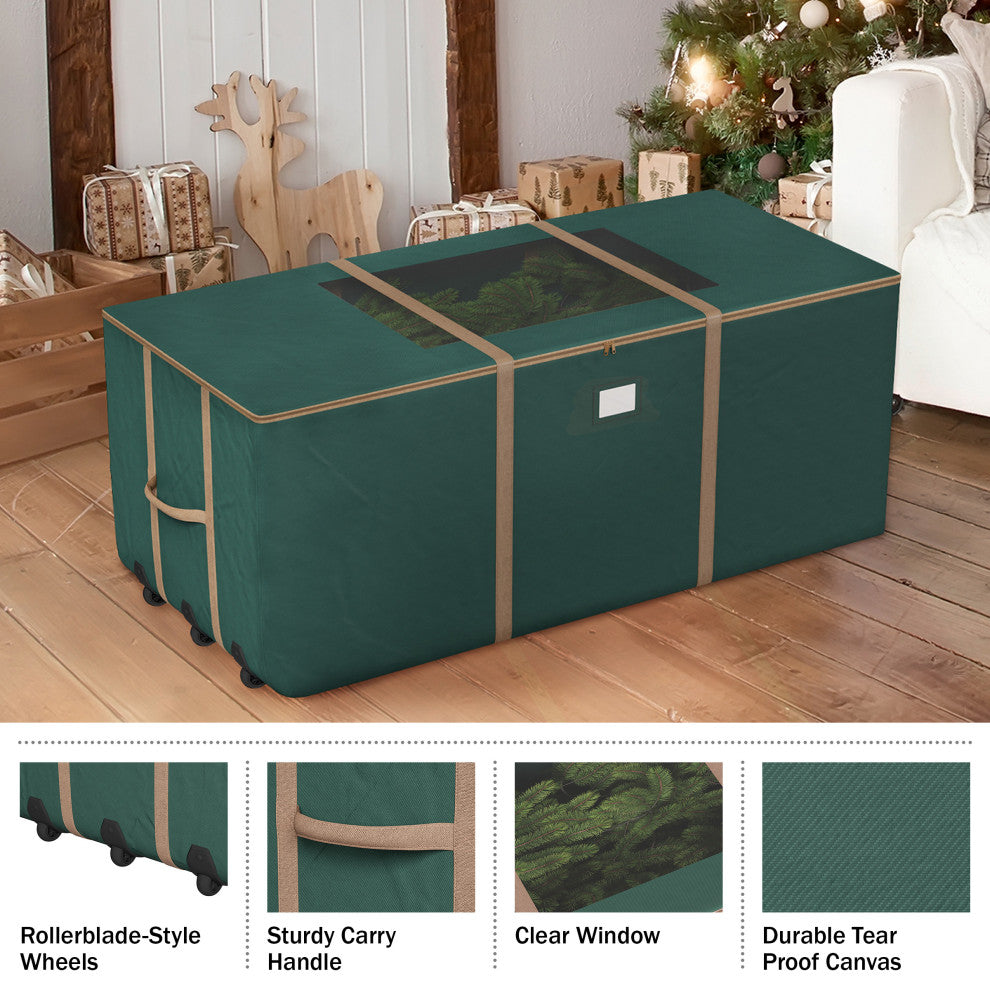 Christmas Tree Storage Tote With Wheels Rolling Holiday Container for 9' Tree