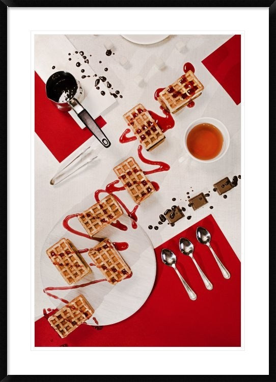"Suprematic Meal: Viennese Waffles" Framed Digital Print by Dina Belenko, 32x44"