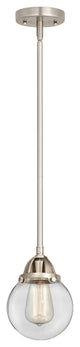 Beacon Mini Pendant, Brushed Satin Nickel, Clear, Clear