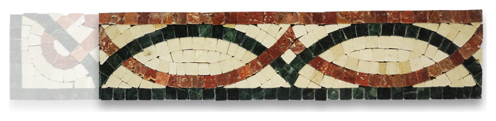 Asterales Red 2.8x11.8 Marble Mosaic Border Listello Tile Polished, 1 piece