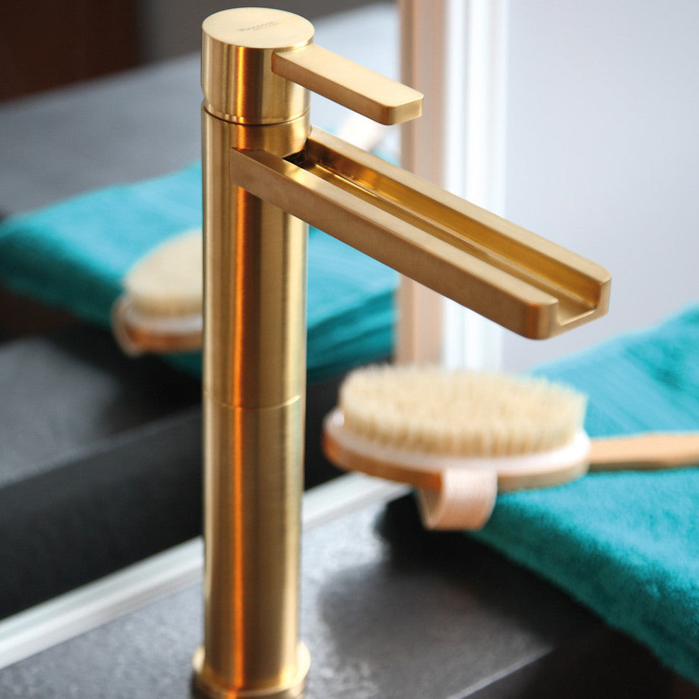 Luxury Waterfall Bathroom Faucet, Brushed Gold