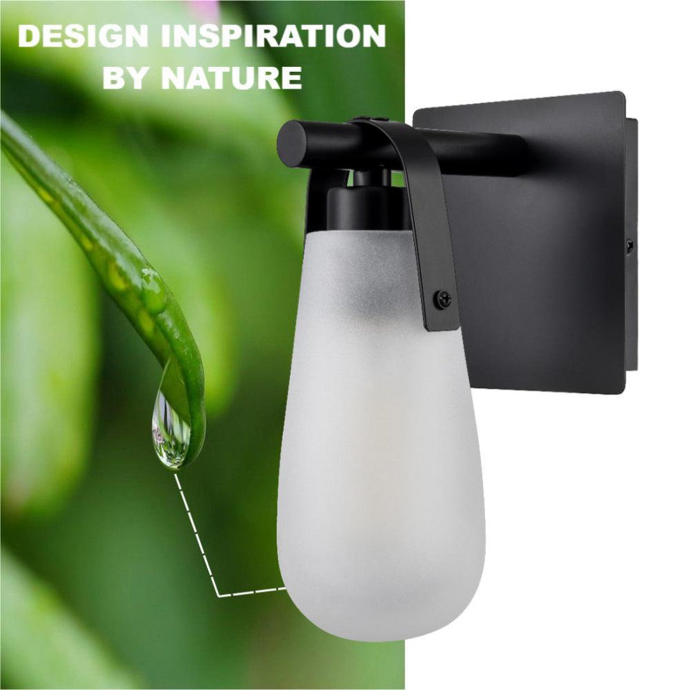 Black Raindrop Wall Sconce With Frosted Glass