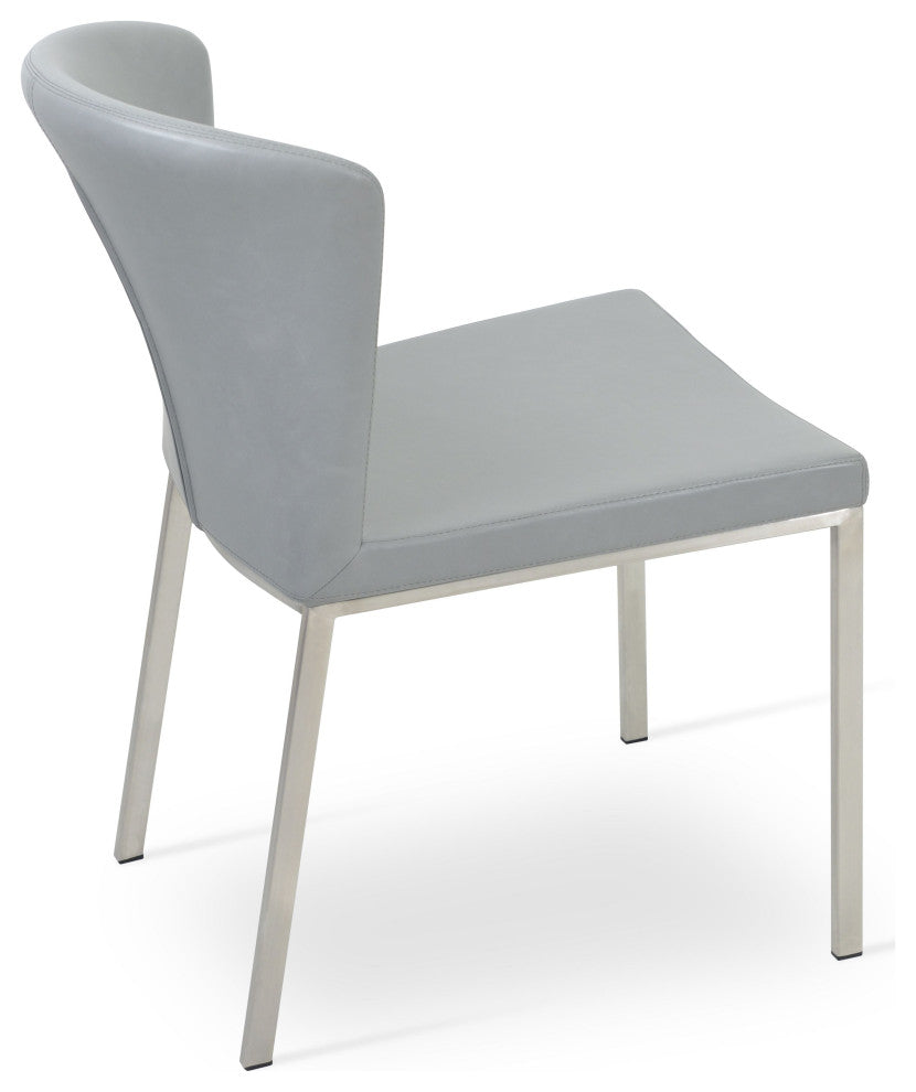 Capri Chrome Chair, Chrome Plated Steel Tubes Base, Black Ppm, Light Gray Italia
