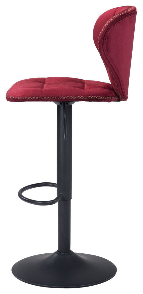 Bar Stool Chair Barstool, Steel Metal, Fabric, Red, Black, Kitchen Cafe Bistro