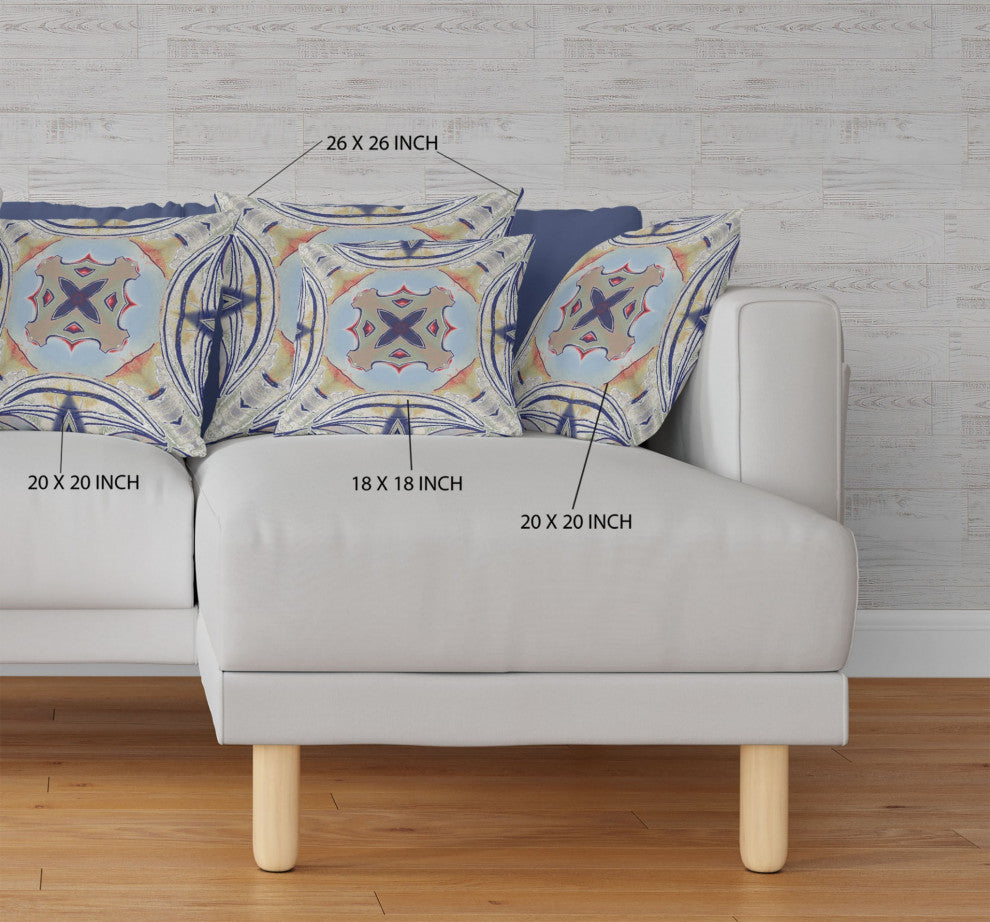 20" Navy Sage Geo Tribal Suede Throw Pillow