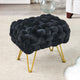 Velvet Pouf Stool Ottoman, Black, 27''x20''x20''